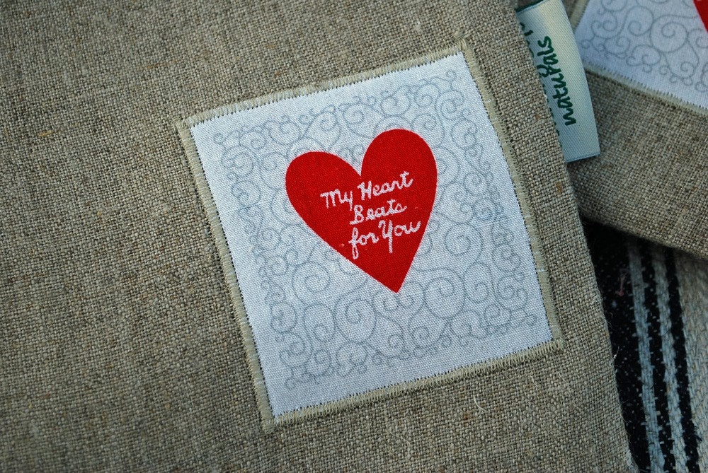 Organic Linen Sandwich Bag---My Heart Beats For You