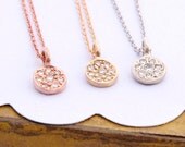 Pave Diamond Pendant,  Florette Charm, 14K Gold Diamond Necklace, Diamond Charm, Gold Charm.