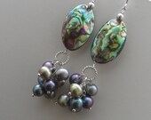 Pearl Cluster Earrings with Abalone in Silver