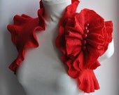 CLEARANCe Felted Boleo, Shrug Ruffle Corsage Red Wedding Felted, US Size6/UKSize10 Valentines X mas FREE SHIPPING Ready to Ship by TianaCHE