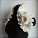 Designer Bolero Wrap Ivory, Felted Silk, Merino, Pearls, Roses Corsage, Best Seller, Fall Fashion