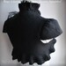 Bolero Shrug, Black Red, Goth Couture Felted Merino Silk, Roses Corsage / Brooch, Cap Sleeves, US 6 Valentines