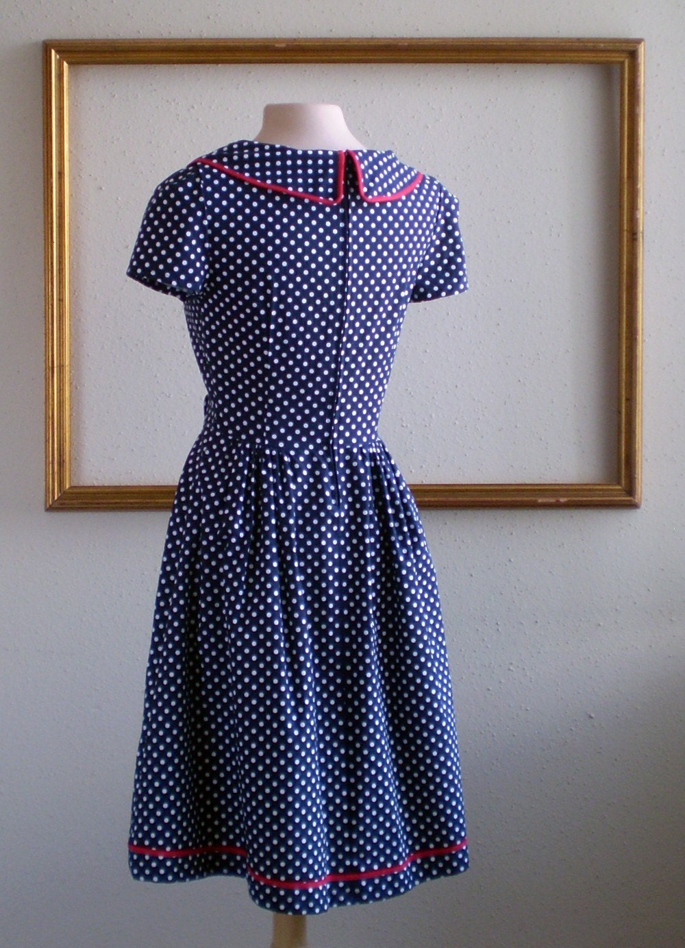 polka dot Dress asymmetrical collar - LISETTE style