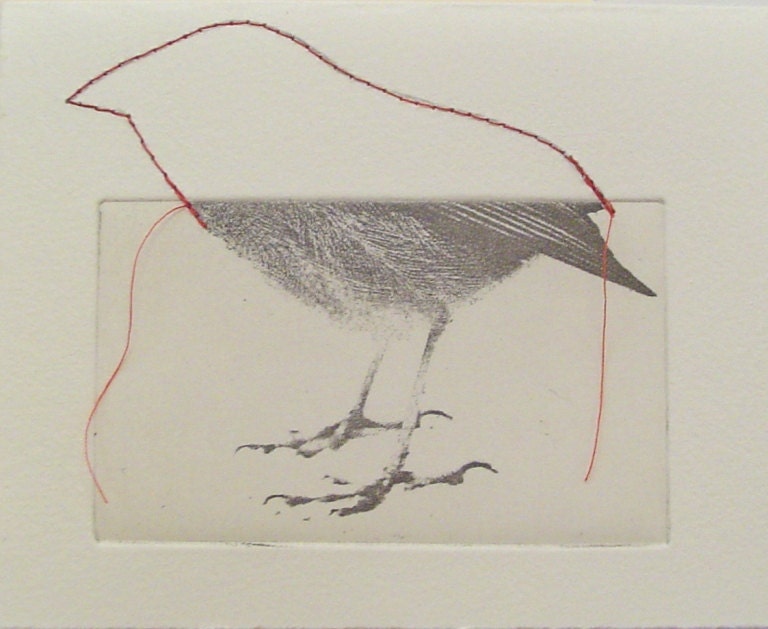 original etching of a bird,hand pulled - Fleurografie