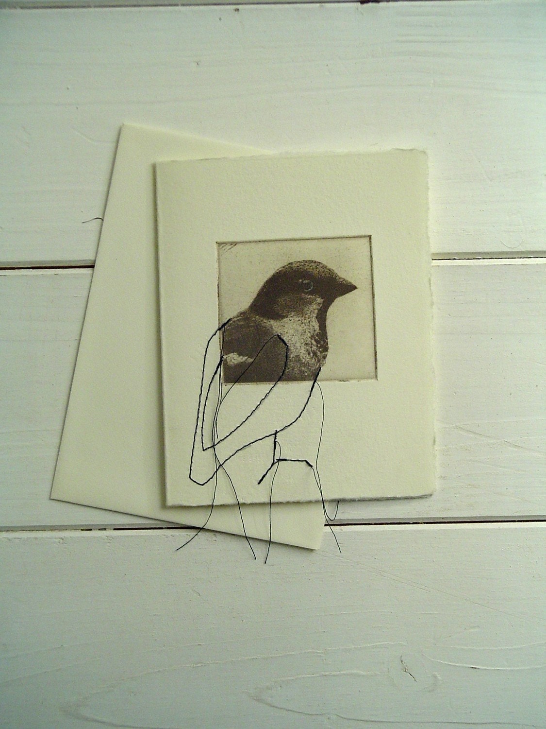 original etching of a bird, hand pulled