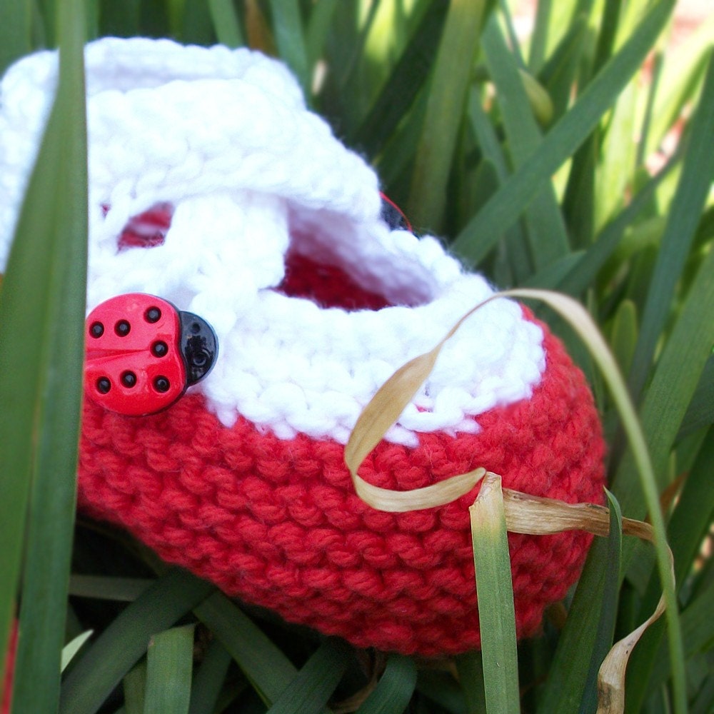 Booties Newborn cotton Baby my little ladybug- ready to ship