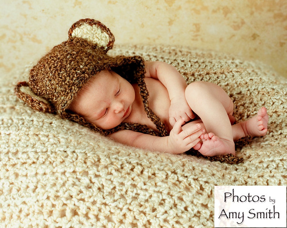 Monkey Hat Newborn Baby monkey see monkey do- ready to ship