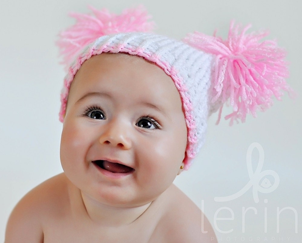 Knit Baby Sack Hat Newborn Pink - ready to ship