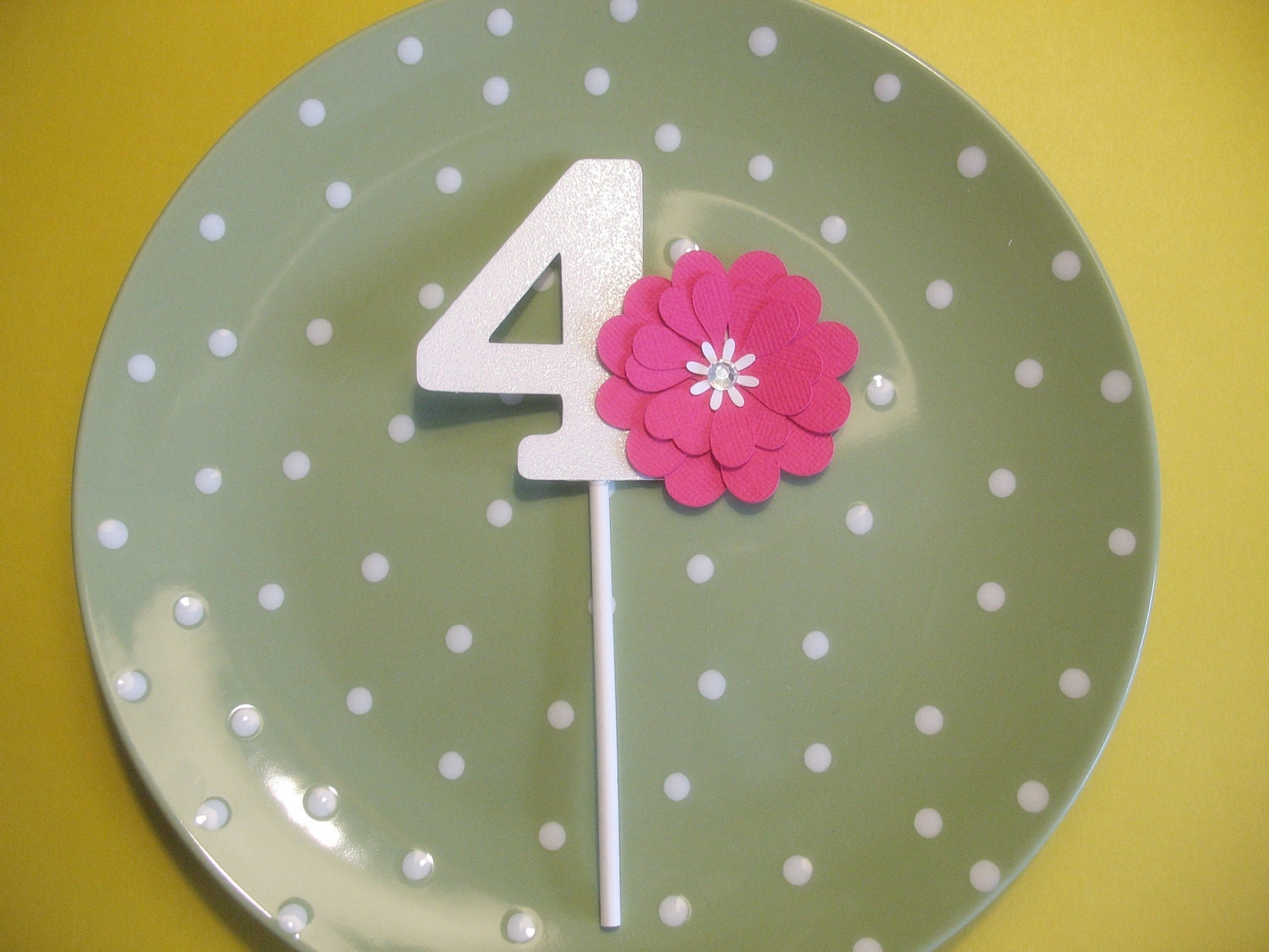 Flowery Girl's Number 4 Cupcake Topper Il_170x135