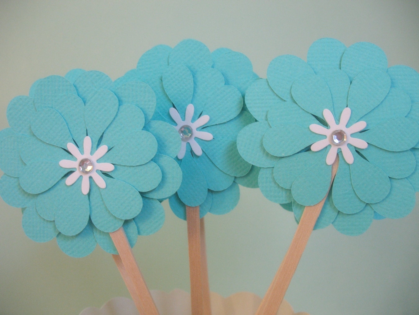 12 Betties Cupcake Toppers - Aqua Il_570xn