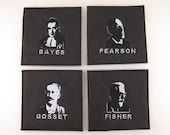 Famous Statistician Embroidered Coasters