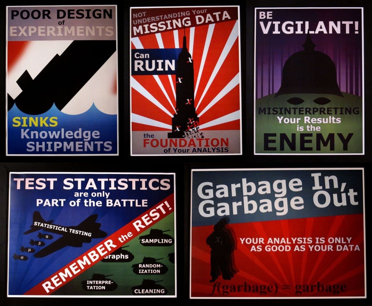Set of 5 Statistics Propaganda Posters