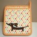 Doxie Rainbow Dot Kitchen Set of Two Supersized Dachshund Potholders Featuring Designer Cotton Fabric