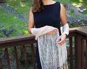Magnificent bridal embroidered and beaded sheer wrap white