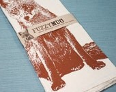 There's a Fox in My Kitchen - Hand Printed Flour Sack Tea Towel (Unbleached Cotton)