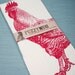 Rooster in Red - Hand Printed Flour Sack Tea Towel (Unbleached Cotton)