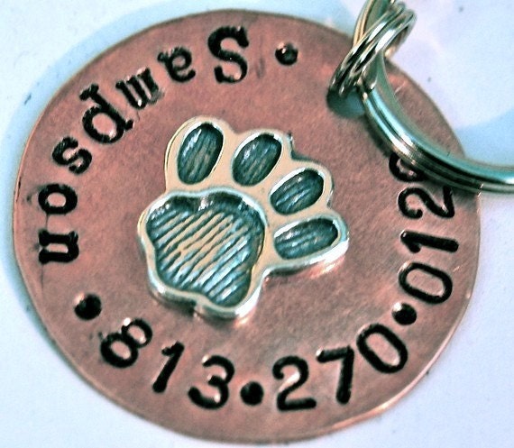 DOG TAG Perfect Paw 1inch copper and sterling pet id