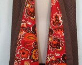 Quilted Cocoa Cotton Cape Coat Fabulous Multicolor Floral Lining Size M-L
