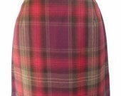 Pretty Purple Brown Pink Plaid Wool Miniskirt Size 4