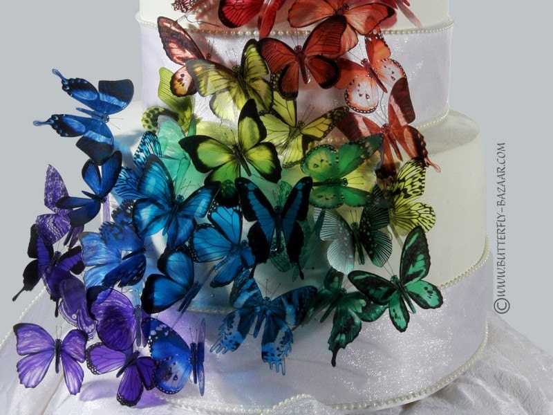 45x 3D Transparent Butterfly Rainbow like Martha Wedding Cake Topper Weddings Decoration Made in the USA