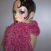 FUCHSIA FUR Goddess Scarf Handmade Hand Knit Rag Fun Fur And Soft Fur Knit Together