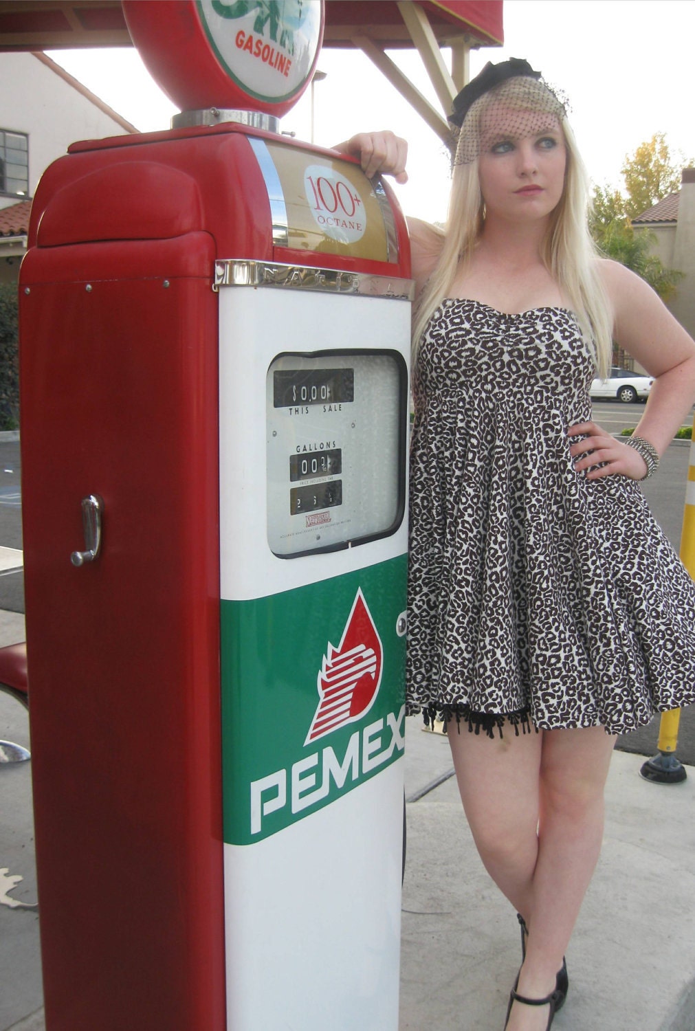 Leopard Rockabilly jersey Halter dress Made to order