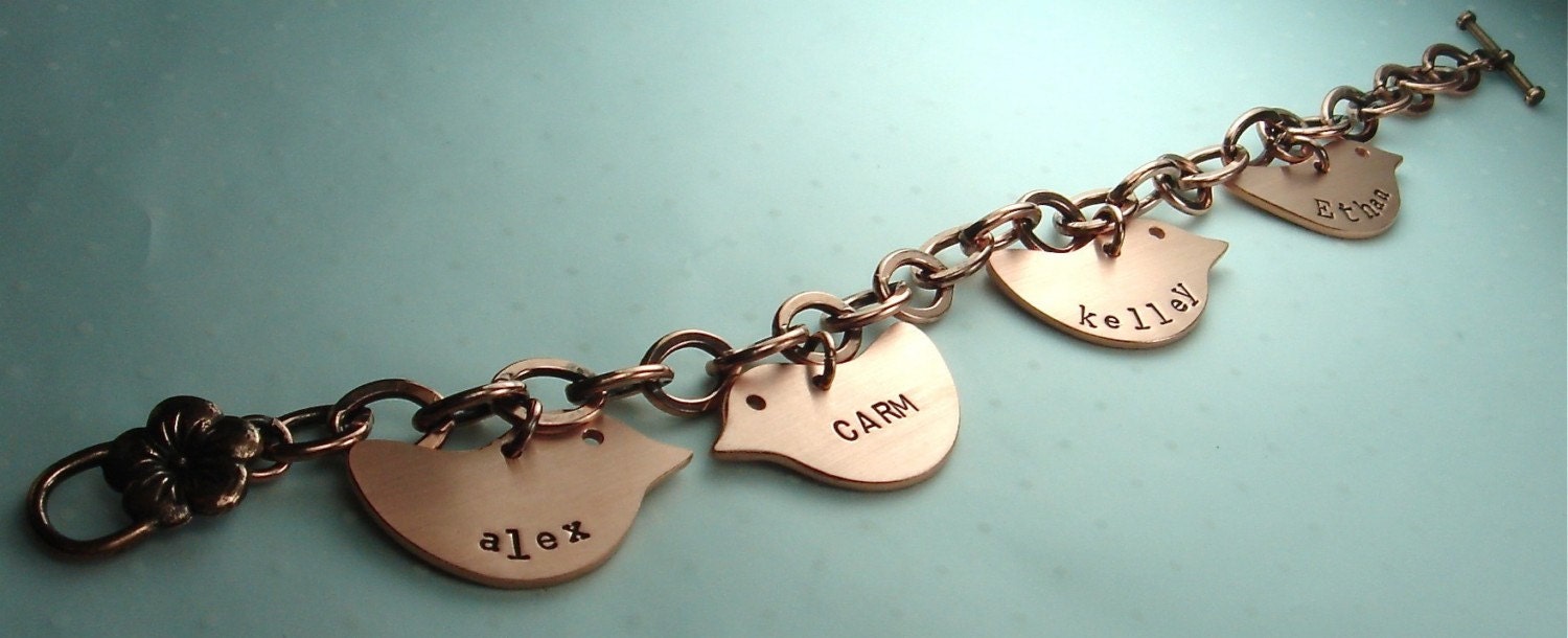 Mothers Day Personalized Charm Bracelet 3 birds  FREE Shipping
