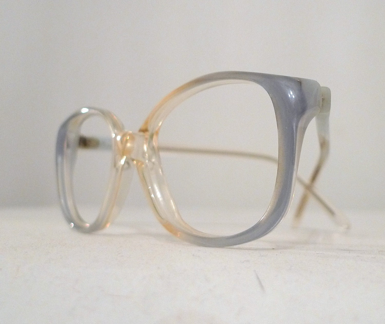 Very Small Mod Vintage Eyewear / Clear Pale Blue Sunglasses or Eyeglasses Frames/ Women / NOS