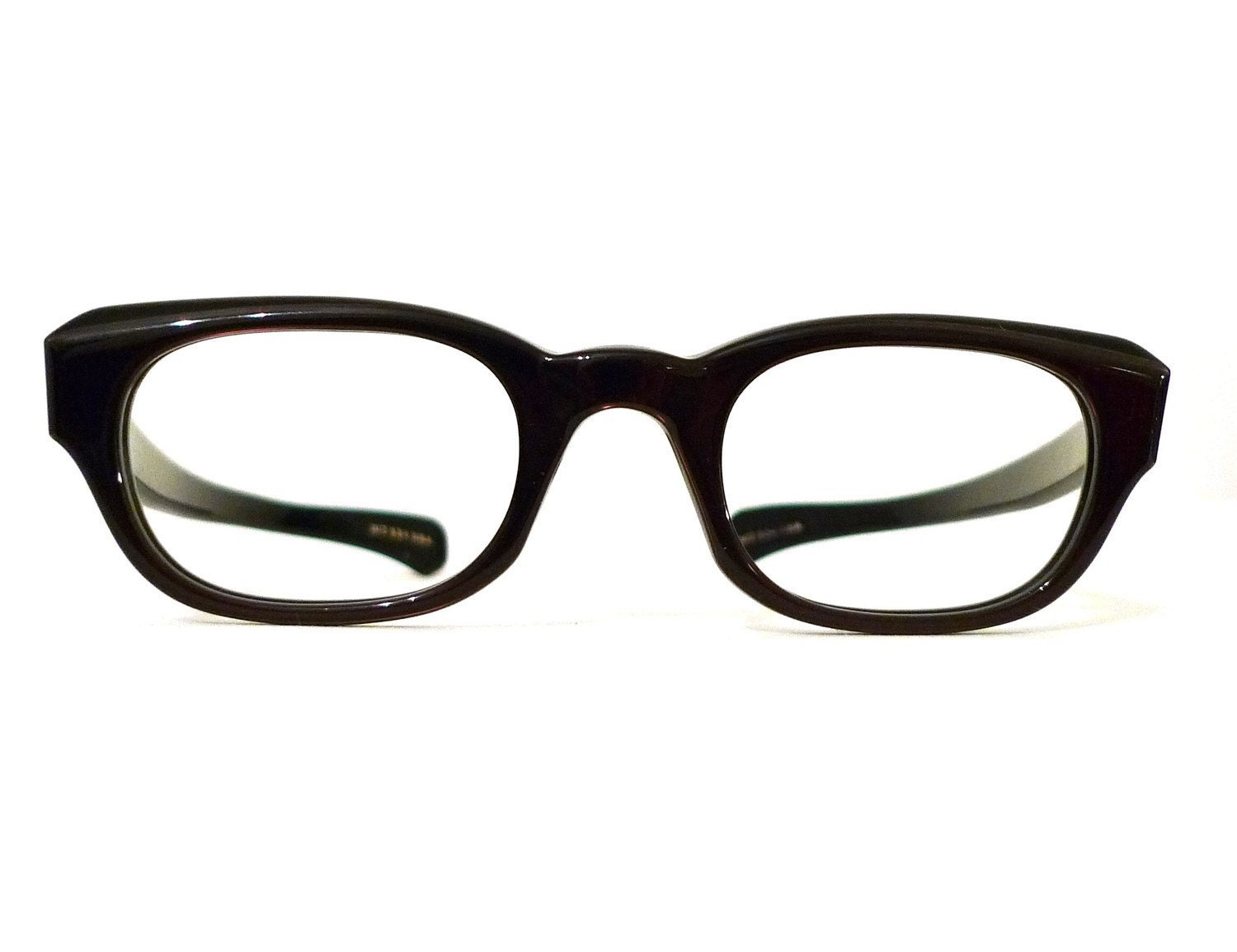 NOS Brown Black Horn Rimmed Eyeglasses, Classic