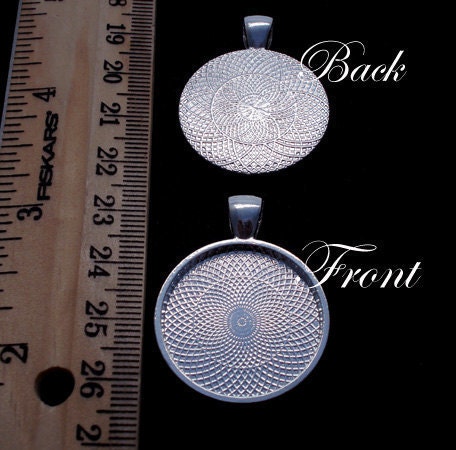 20 Deep Well Pendant Blank Tray Finding for Resin Round 1 inch (25mm) Silver Plated