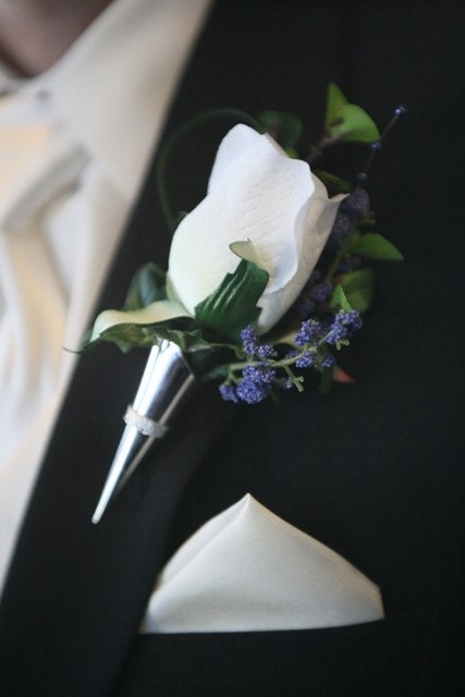 Wedding Flowers Grooms Boutonniere Buttonhole Silver Cone