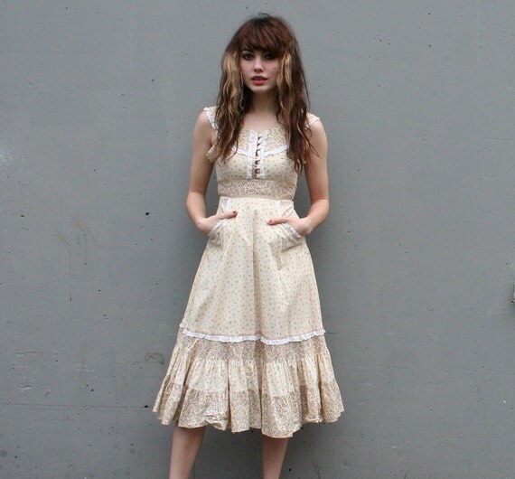 PRETTY PRAIRIE Gunne Sax Calico Sun Dress, xs