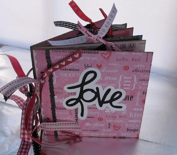 Valentine Scrapbook Photo Album Chipboard Premade Memory Book LOVE 6x6 Ready to Ship Il_570xn