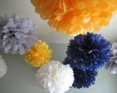 10 Tissue Paper Pom Poms - Decoration Holiday Party DIY Kit - RECEPTION Dancefloor chandelier