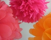 I Love Candy - 3 Tissue poms - Hot Pink and Vibrant Oranges Il_170x135