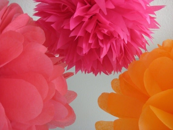 7 Tissue Paper Pom Poms Decoration - Milestone Birthday - Sweet 16 - Dancefloor Chandelier Il_570xn