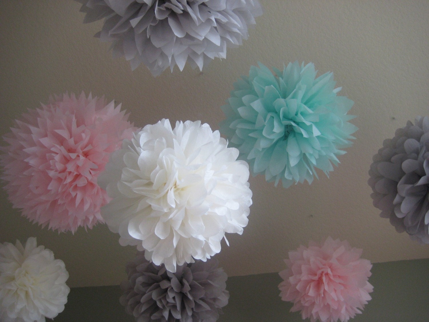 Ice Cream Shoppe - 10 Tissue Paper Pom Poms - First Birthday Decoration Party - Candy Bar Backdrop - Newborn Photograph Il_570xn