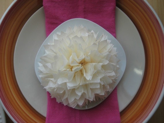 Napkin Pom Poms - Fully Fluffed Pick your colors - Table decoration Party name cards Il_570xn