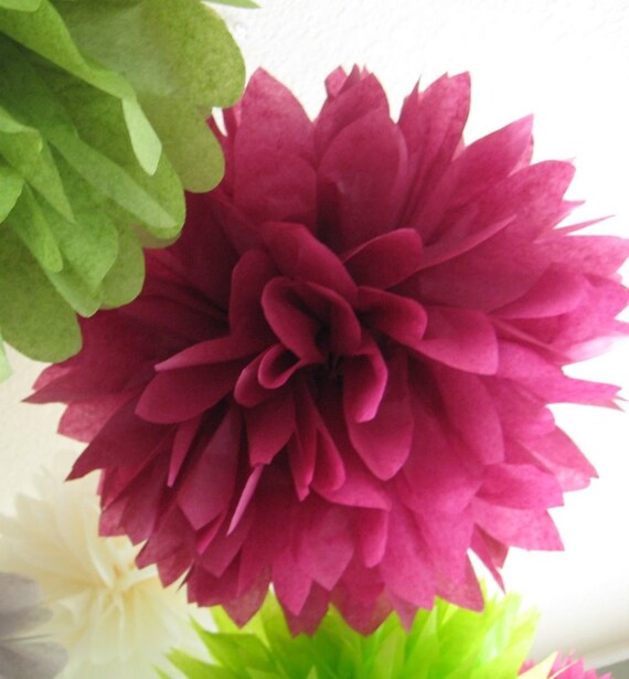 Wine - 1 Large Tissue Papered Pom DIY Kit - Dark Red - Burgandy Custom Color Il_570xn