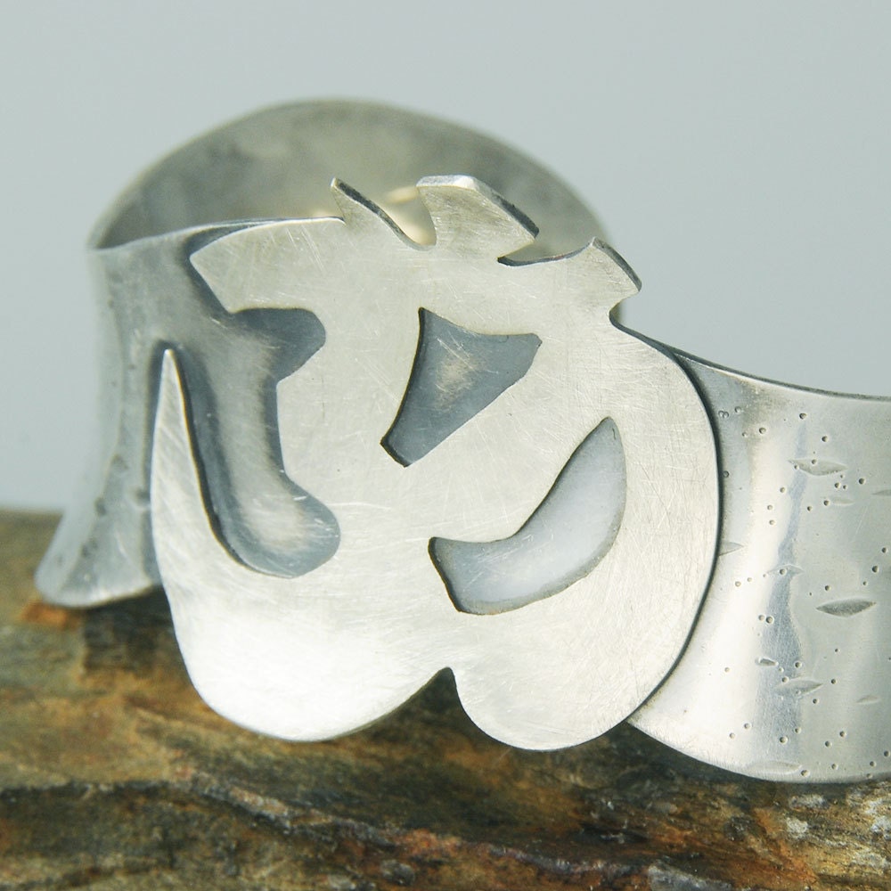 Om Reclaimed Sterling Silver Cuff Bracelet Eco Friendly