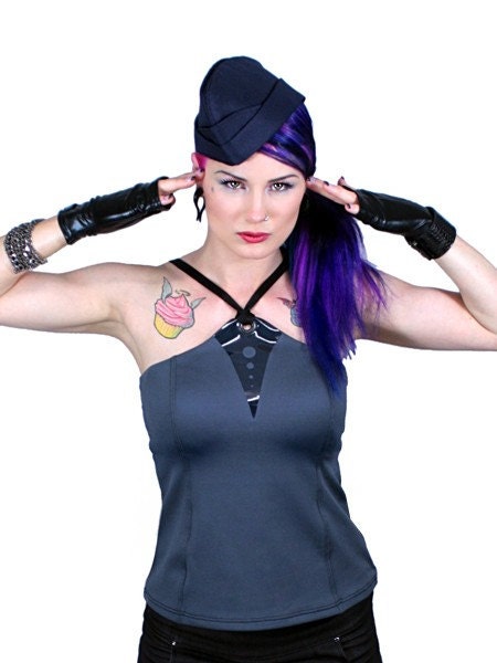 SALE Crystal, modern halter top by Plastik Wrap. XS