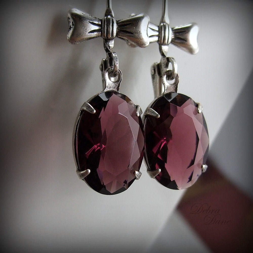 Garnet Earrings, Bridal Jewelry, Bridal earrings, Estate Style Jewelry, Bridesmaid earrings, Leverback