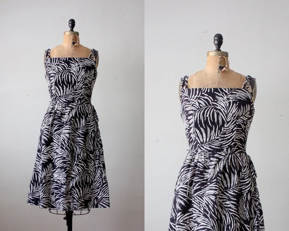 1970's dress - black fern dress