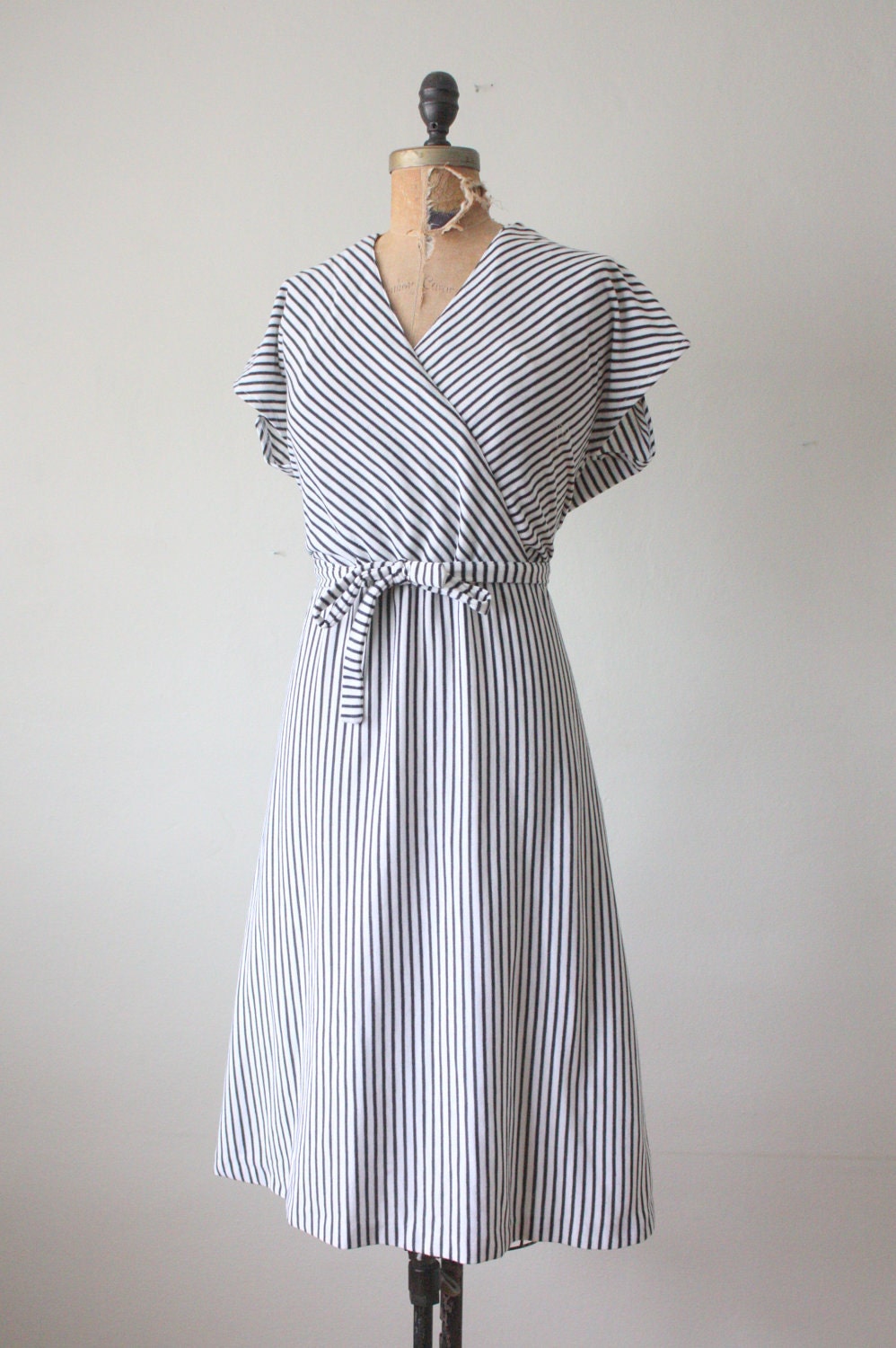 1970s dress - striped wrap dress