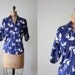 vintage navy floral blouse