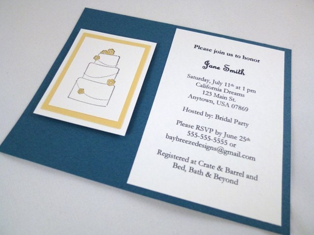 Navy/Yellow Bridal Cake Shower Invitation Sample