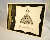 Wedding Dress Bridal Shower Invitation Sample - Ivory, Black and Gold