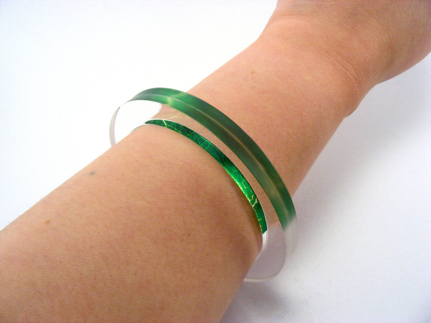Emerald Green Bracelet XL Large Acrylic Bangle, Handmade Jewellery Special Offer