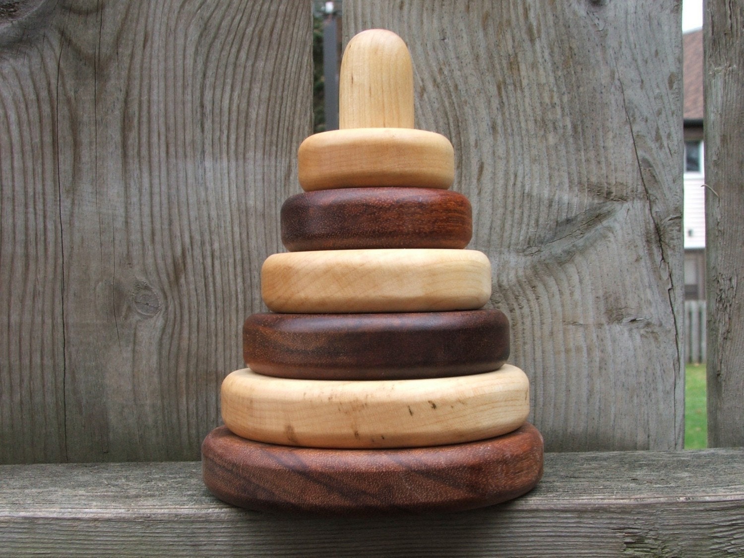 Sturdy Wood Stacking Rings - Maple and Jatoba Wooden Toy