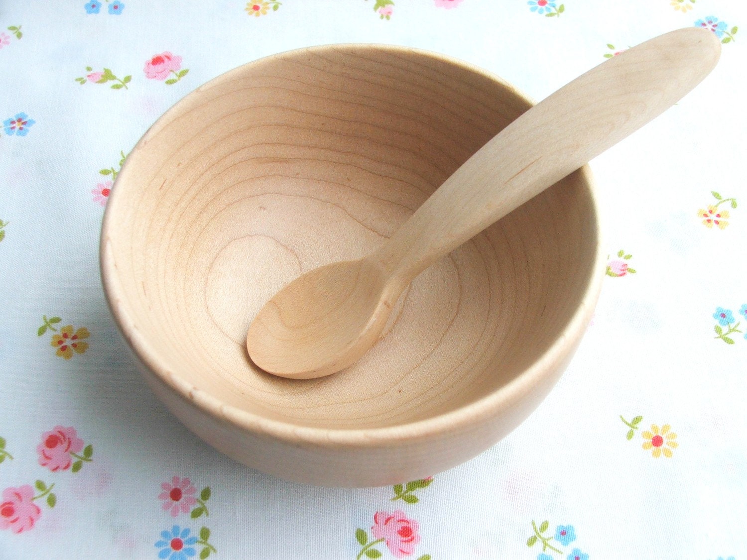 Wooden Baby Bowl and Spoon, in Maple - Wood Dishes